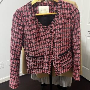 Maje Pink and Black Geometric Blazer